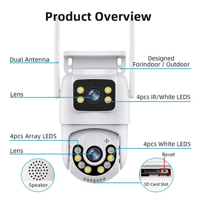 6MP Dual Lens Wi‑Fi PTZ Outdoor IP Camera with Color Night Vision & Auto Tracking