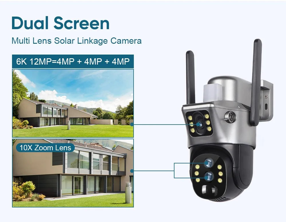 Solar Powered 6K PTZ Security Camera with 10× Zoom