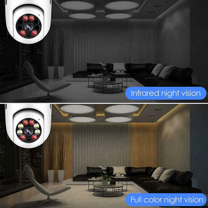 E27 Wi‑Fi Bulb Security Camera with Auto Tracking & Motion Detection