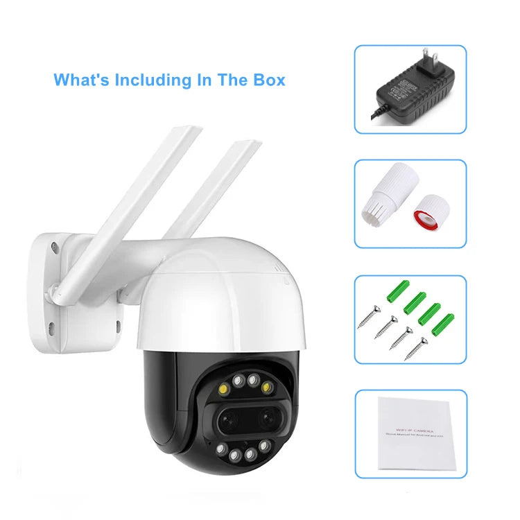 4MP Dual Lens 360° Wi‑Fi PTZ Camera with Auto Tracking