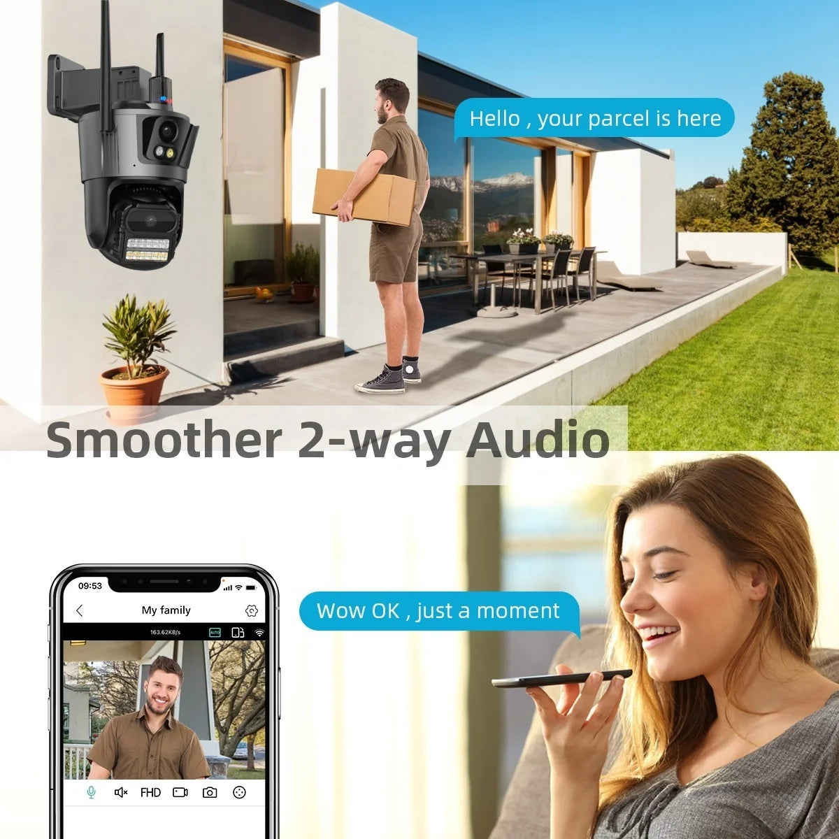 9MP Triple Lens PTZ Wi-Fi CCTV Camera with Auto Human Tracking & Color Night Vision