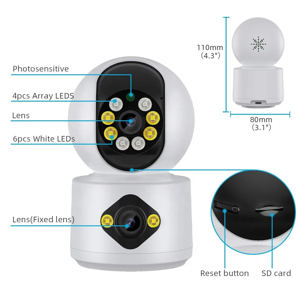 4MP Dual Lens Wi‑Fi Indoor Camera with Color Night Vision – Baby & Home Monitor