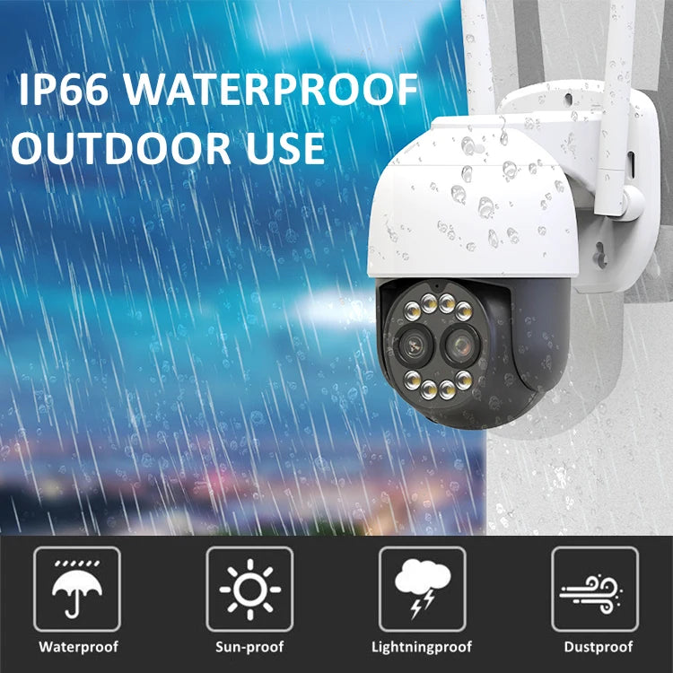 4MP Dual Lens 360° Wi‑Fi PTZ Camera with Auto Tracking