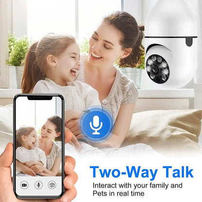 E27 Wi‑Fi Bulb Security Camera with Auto Tracking & Motion Detection