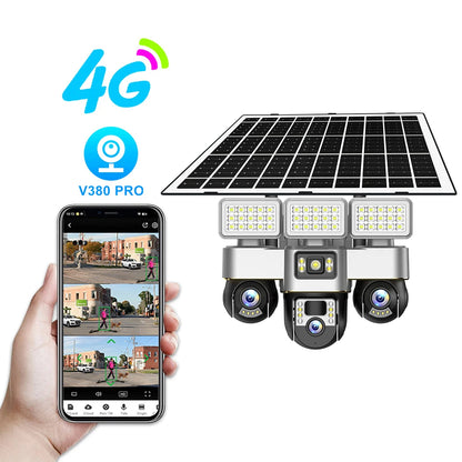 V380 Pro New Arrival Private Model 4G SIM Card Solar Camera 3 PTZ 3 Screen 6MP VTS30A-G Network Security Camera