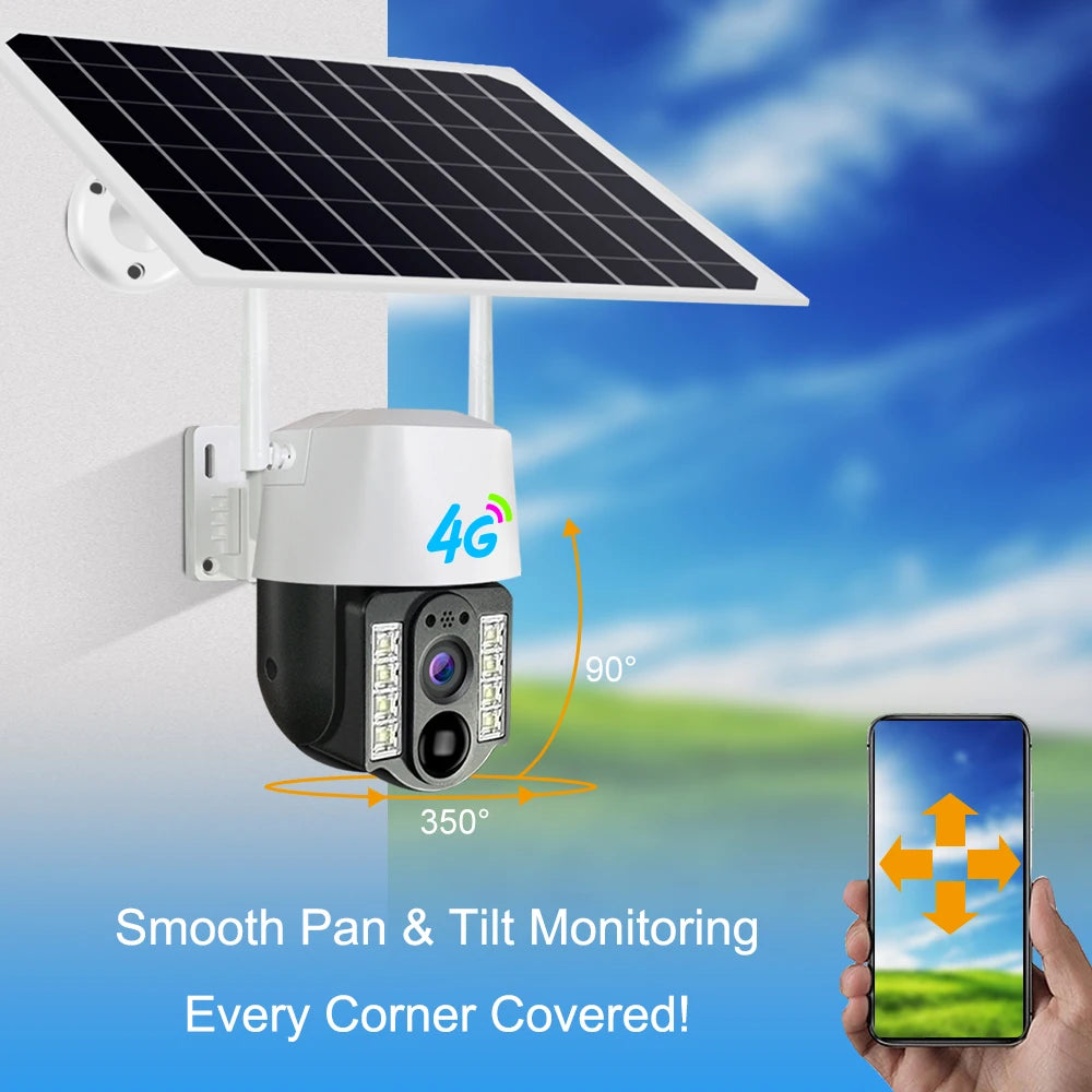 V380 4G Solar PTZ Outdoor IP Camera with Network Video Recorder Support