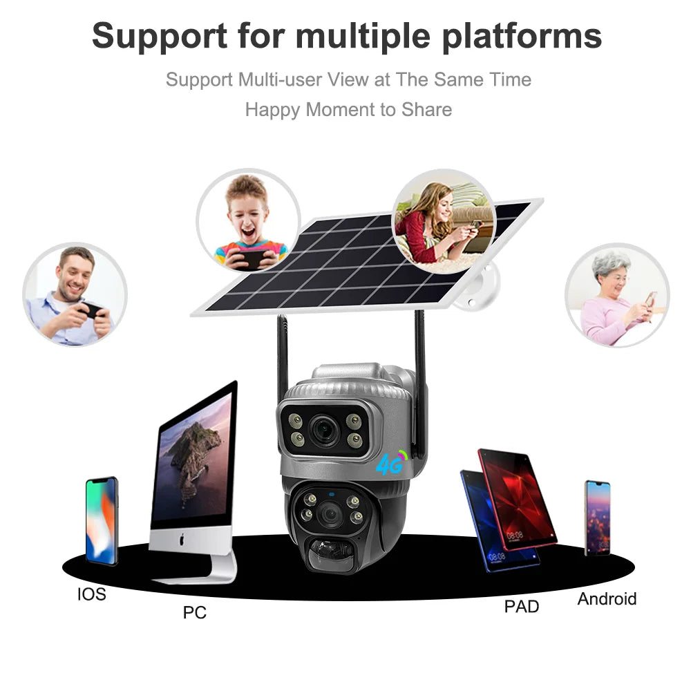 V380 4MP 4G Solar Dual-Lens PTZ Camera with Low Power Consumption
