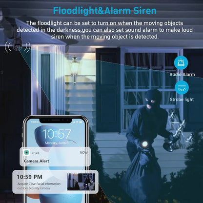 ICSee Wi‑Fi Outdoor IP Camera 3MP/4MP/5MP/8MP/2K/4K with Auto Tracking & Color Night Vision