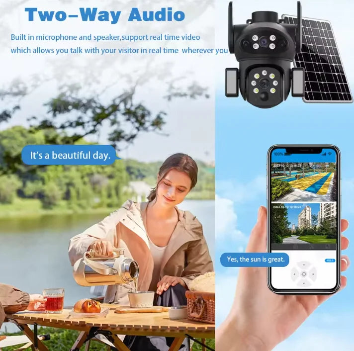 Solar 4G Outdoor Security Camera with Dual Lens & Battery