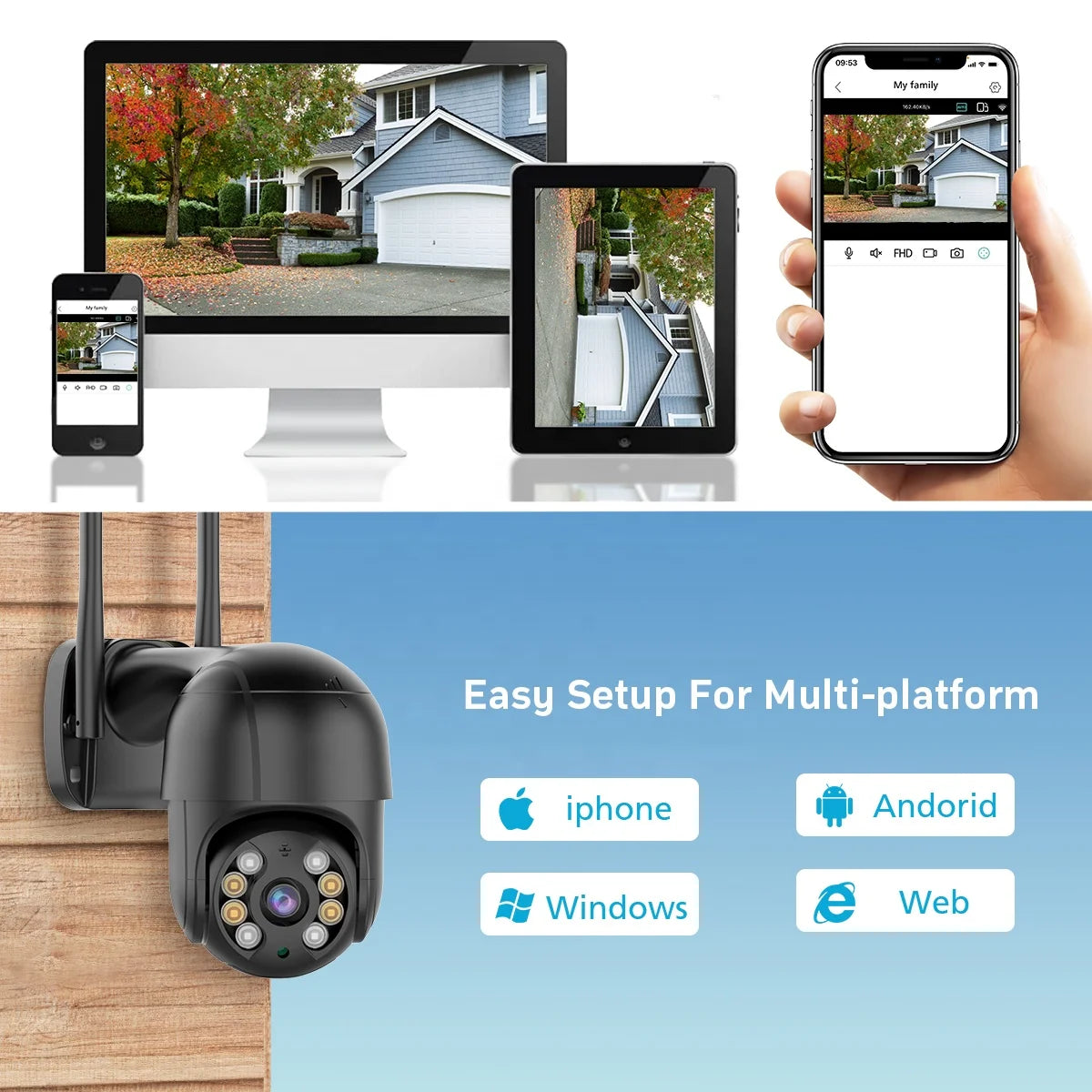ICSee Wi‑Fi Outdoor IP Camera 3MP/4MP/5MP/8MP/2K/4K with Auto Tracking & Color Night Vision