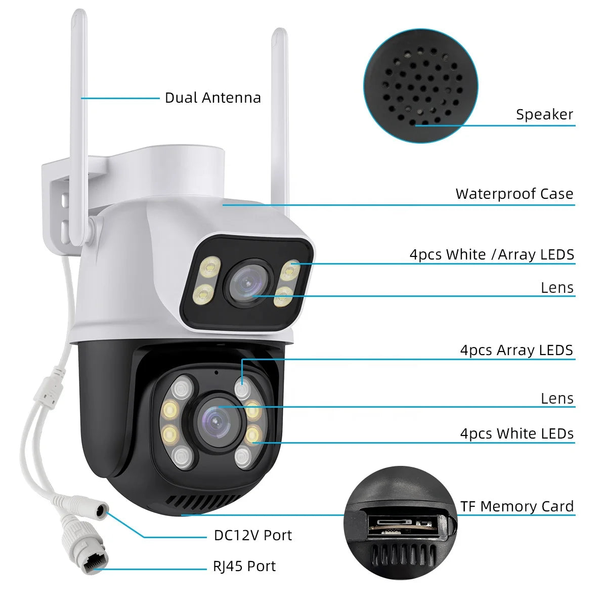 6MP Dual Lens Wi-Fi PTZ Outdoor IP Camera with Night Vision & IP66 Waterproof