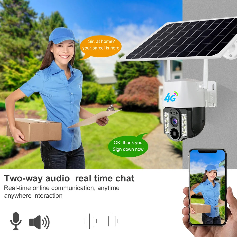 V380 4G Solar PTZ Outdoor IP Camera with Network Video Recorder Support