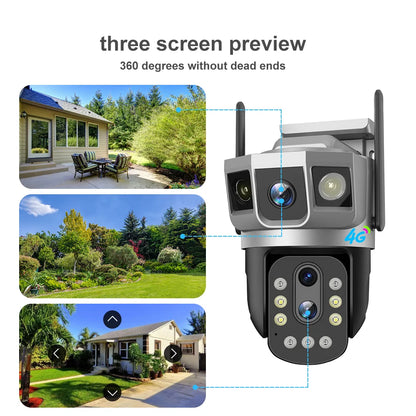 V380 New Network Camera 4MP CCTV Wireless IP Security Smart Home Outdoor 10 Optical Zoom 4G PTZ Dual Lens Camera