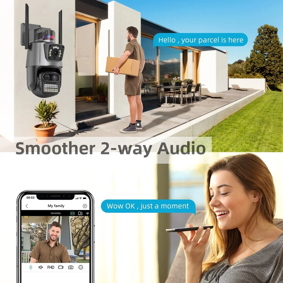 9MP PTZ Triple Lens Wi‑Fi CCTV Camera with 8X Zoom & Auto Tracking