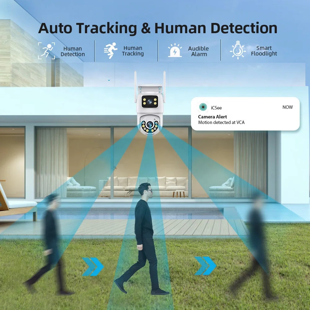 6MP Dual Lens Wi‑Fi PTZ Outdoor IP Camera with Color Night Vision & Auto Tracking