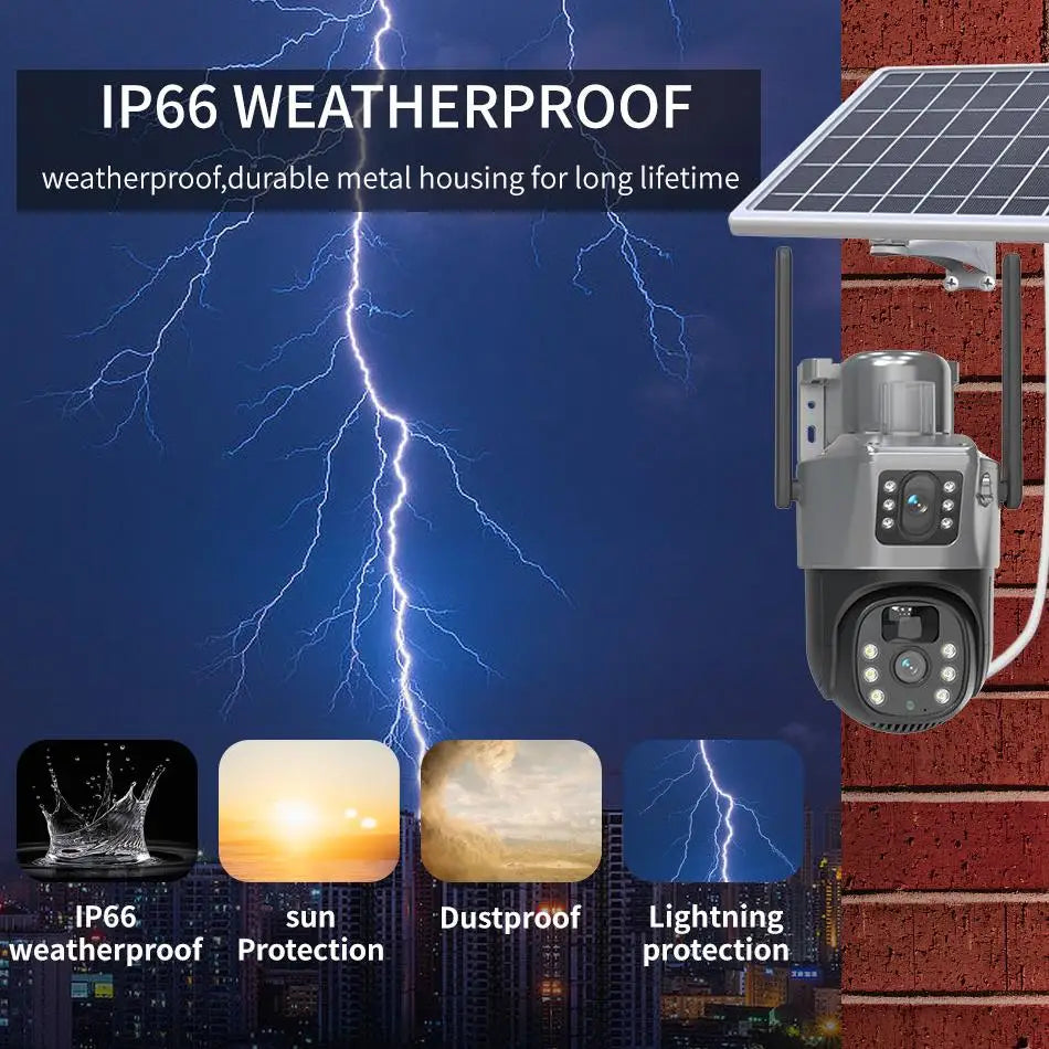 Solar & Battery Powered 6MP Dual Lens PTZ Security Camera