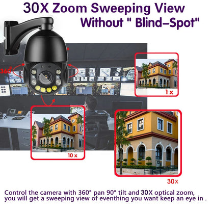 30× PTZ Outdoor POE IP Camera 4K/5MP/8MP with Auto Human Tracking