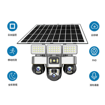 V380 New Solar Powered 4G 3 PTZ and 3 Screen VTS30A-G-F Solar Powered Camera CCTV Camera
