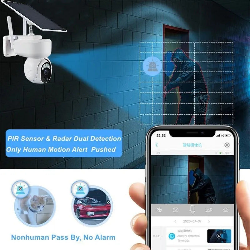 Solar Powered 4MP Outdoor Security Camera with Wi-Fi & 4G