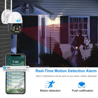 V380 IP66 Outdoor 2.8 Inch PTZ Camera 4G Security Camera Colorful IR Night Vision 3MP Auto Tracking PTZ 4G Camera