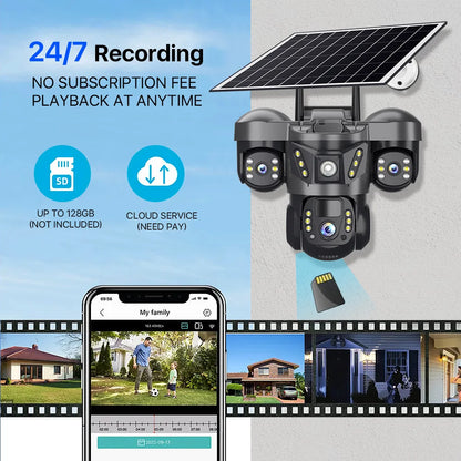 V380 6MP 4G Solar 3-Lens 3-Screen PTZ Camera
