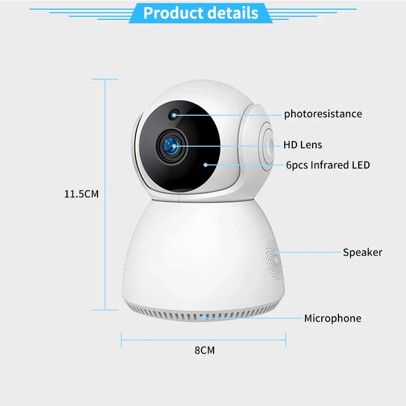 V380  Wifi Camera Full Night Vision 2 Ways Audio Smart Auto Rotate Tracking 3mp Snow Man Baby Camera