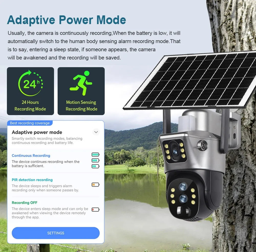Solar Powered 6K PTZ Security Camera with 10× Zoom