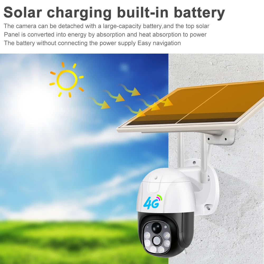 3MP 4G Solar V380 Pro PTZ Camera with PIR Motion Detection