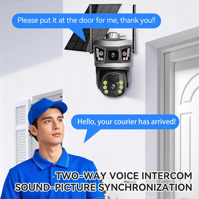 Solar Powered 6MP Dual Lens PTZ Security Camera with 4G & Wi-Fi