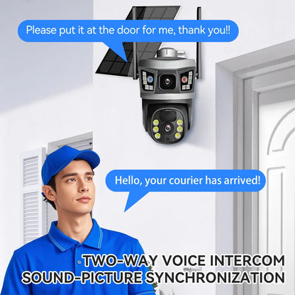 Solar Powered 6MP Dual Lens PTZ Security Camera with 4G & Wi-Fi