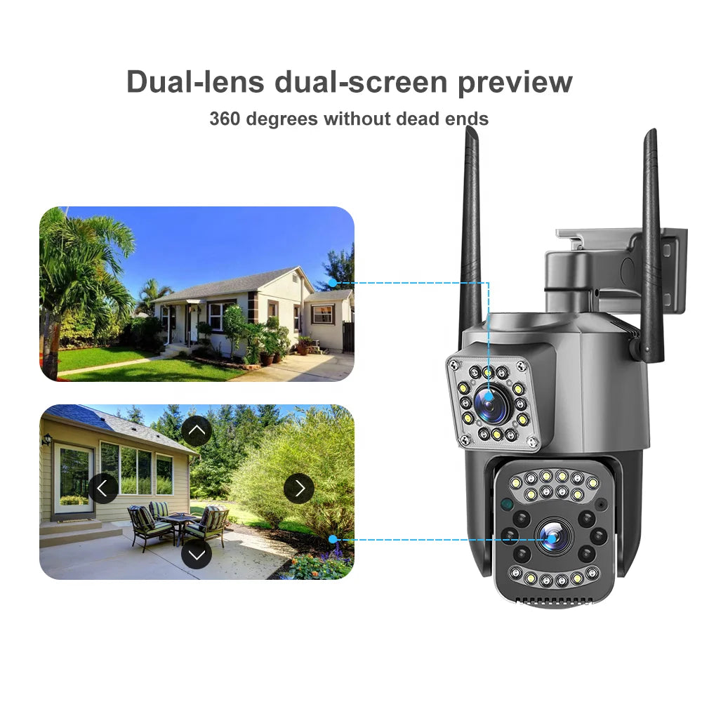 V380 Pro Dual Lens WiFi Camera Network Video Wireless H.265 Bidirectional Audio 4MP Outdoor and Indoor Waterproof Camera