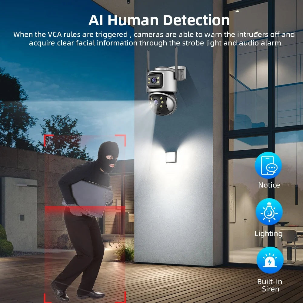 6MP Dual Lens Wi‑Fi CCTV Camera with Auto Color Night Vision