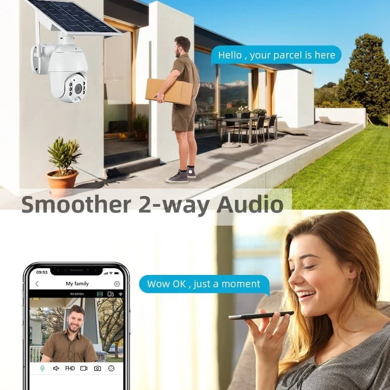 4G Solar Security Camera with PTZ, 15600 mAh Battery & SIM Support