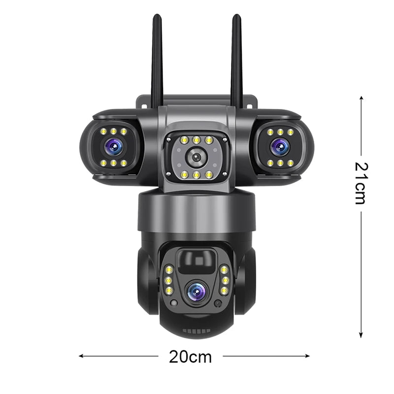 V380 4G WiFi Solar 3-Lens Camera with Solar Panel & Remote Monitoring