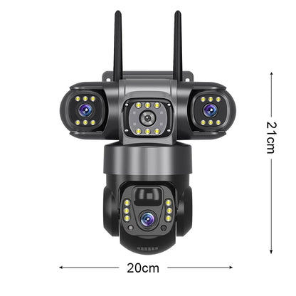 V380 4G WiFi Solar 3-Lens Camera with Solar Panel & Remote Monitoring