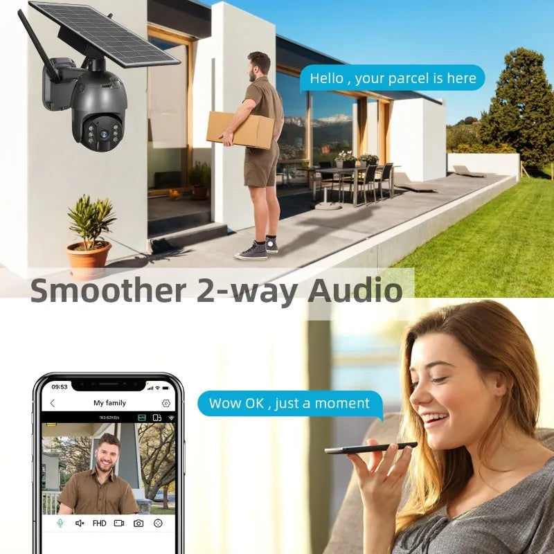 Solar & Rechargeable Battery PTZ Security Camera with 4G & Wi-Fi