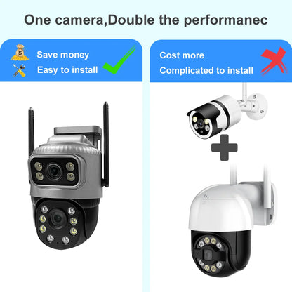 4MP HD WiFi IP Camera Security Protection Dual Lens Color Night Vision Auto Track CCTV V380 Pro Wireless PTZ Camera