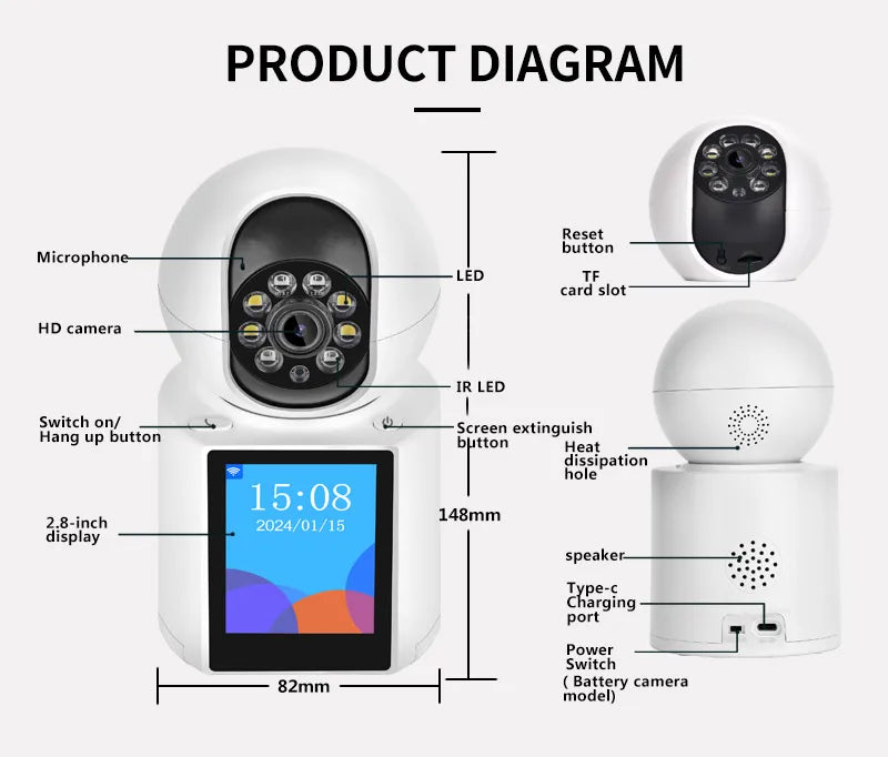 ICSEE WiFi Smart Alarm CCTV Camera 3MP Full HD WiFi Baby Monitoring Camera Bidirectional Video Call Camera