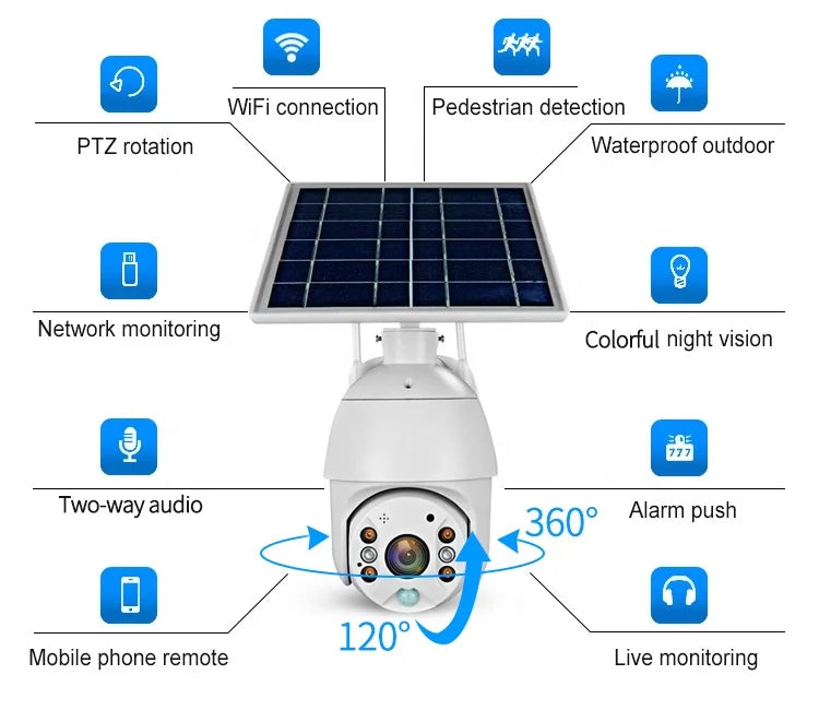 S10 5MP 4G Solar PTZ Outdoor Wireless Security Camera