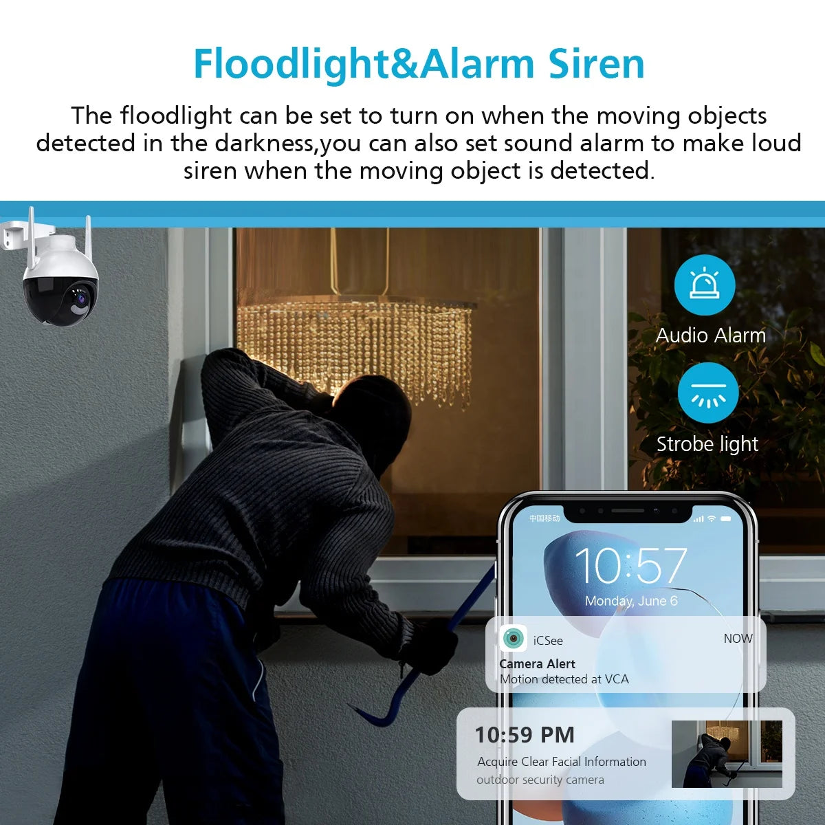4MP PTZ Auto Tracking Wi‑Fi CCTV Camera with Human Detection