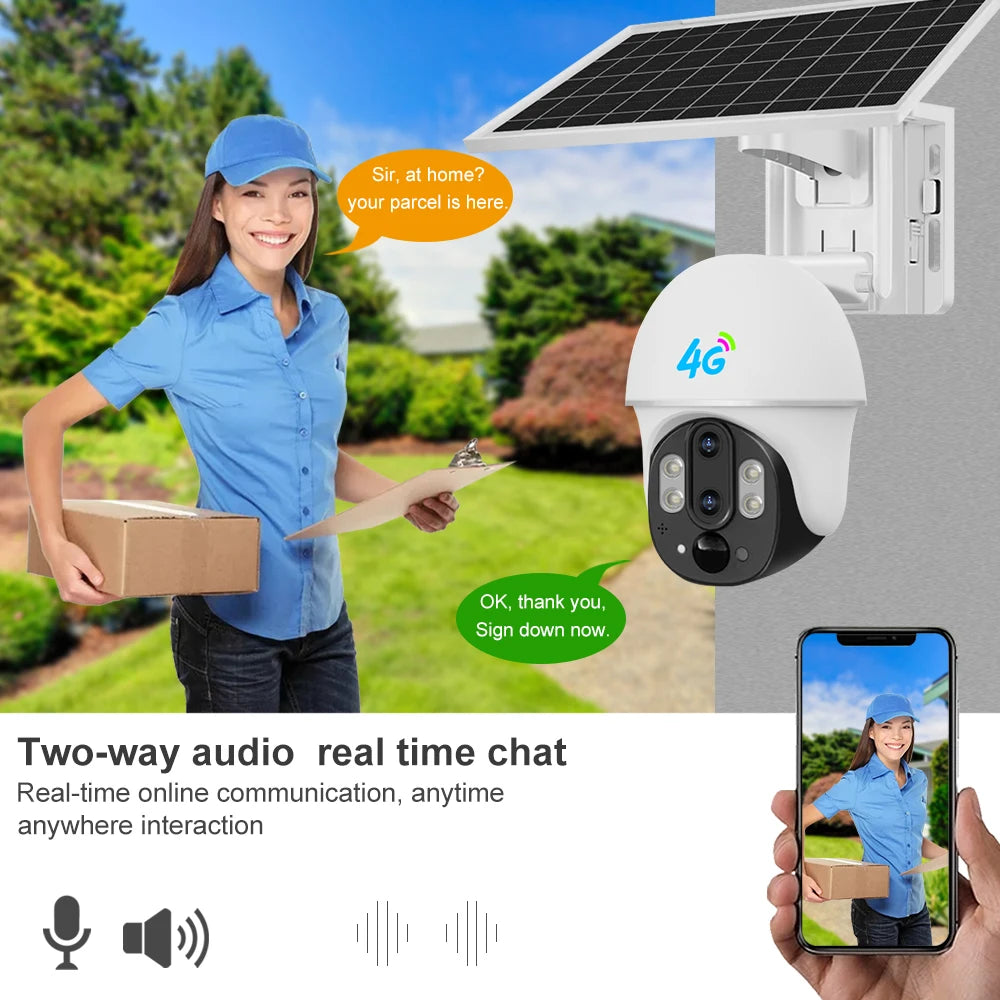 2MP 4G Solar PTZ Outdoor Camera with 10× Zoom & V380 Support