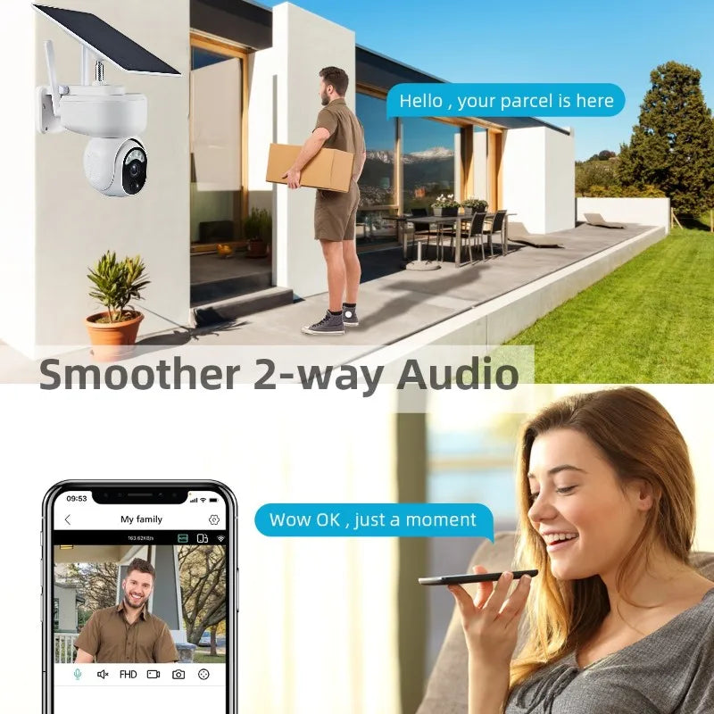 Solar Powered 4MP Outdoor Security Camera with Wi-Fi & 4G