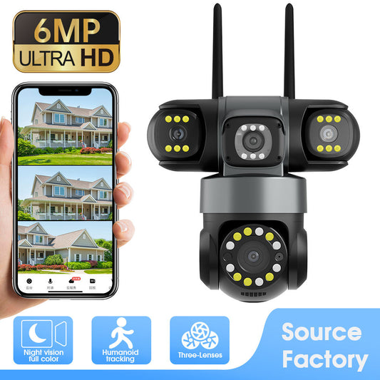 Wireless WiFi Outdoor 3 Lens PTZ Camera 3 in 1 Night Vision CCTV Security Camera