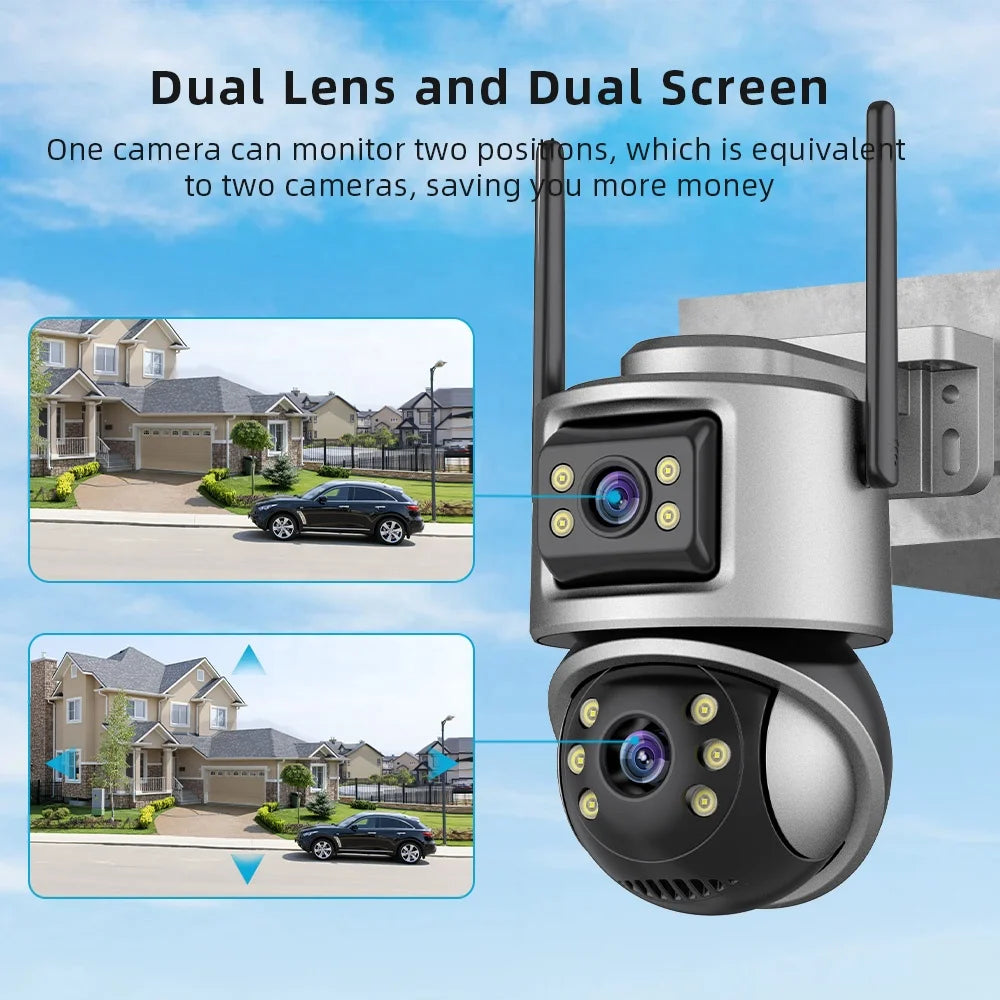 6MP Dual Lens Wi‑Fi CCTV Camera with Auto Color Night Vision