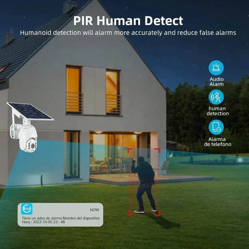 4G Solar Security Camera with PTZ, 15600 mAh Battery & SIM Support