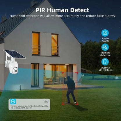 4G Solar Security Camera with PTZ, 15600 mAh Battery & SIM Support
