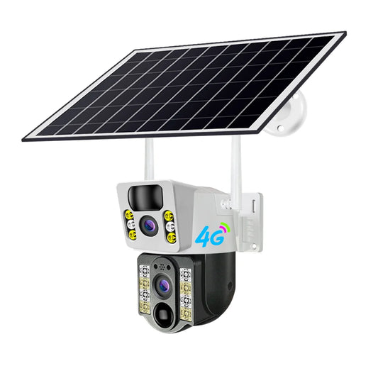 V380 4G Solar Dual‑Lens PTZ Camera 4MP with Battery Power & Remote Monitoring