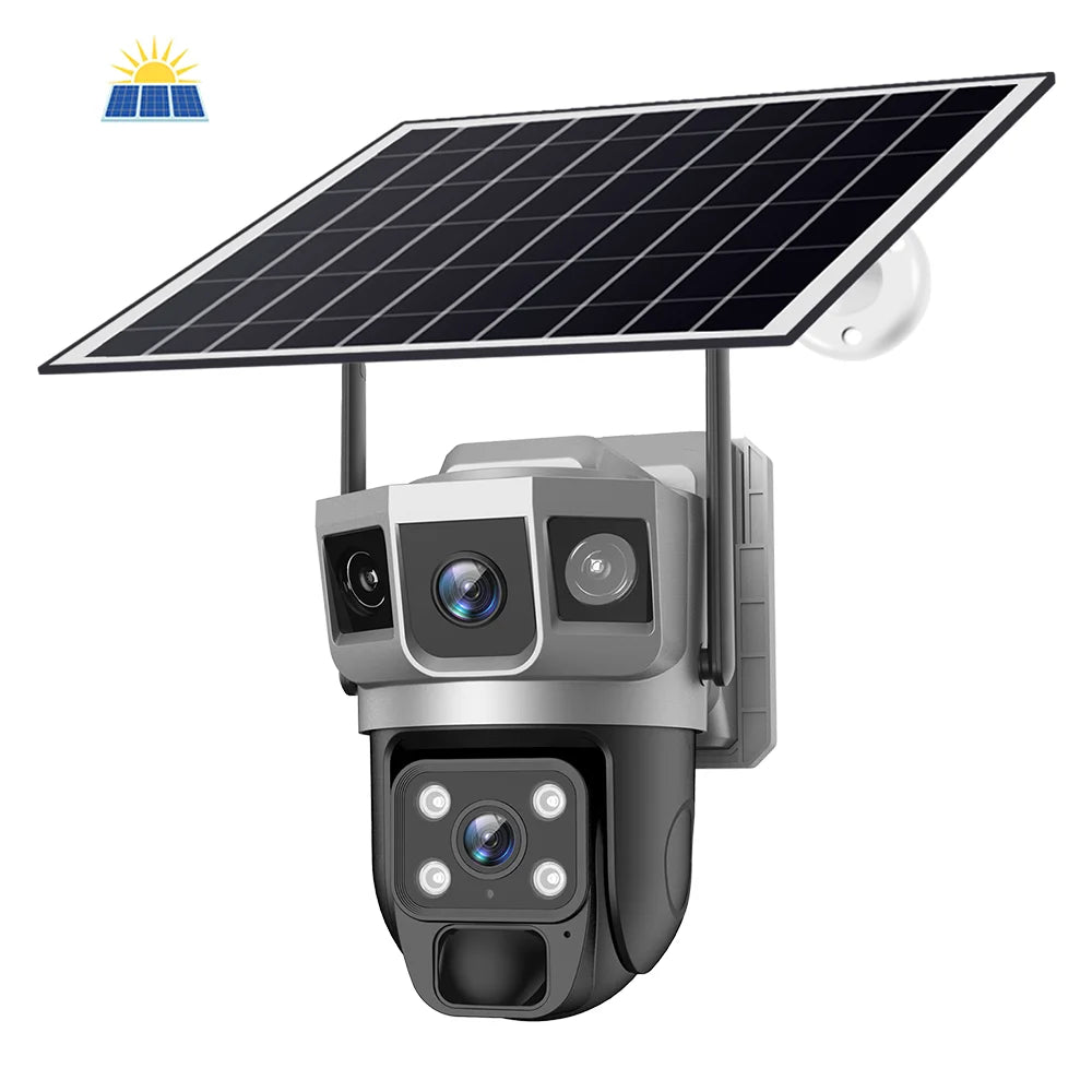 V380 Wi-Fi Solar PTZ Outdoor Camera with Foldable Solar Panel & Color Night Vision