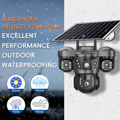V380 6MP 4G Solar 3-Lens 3-Screen PTZ Camera