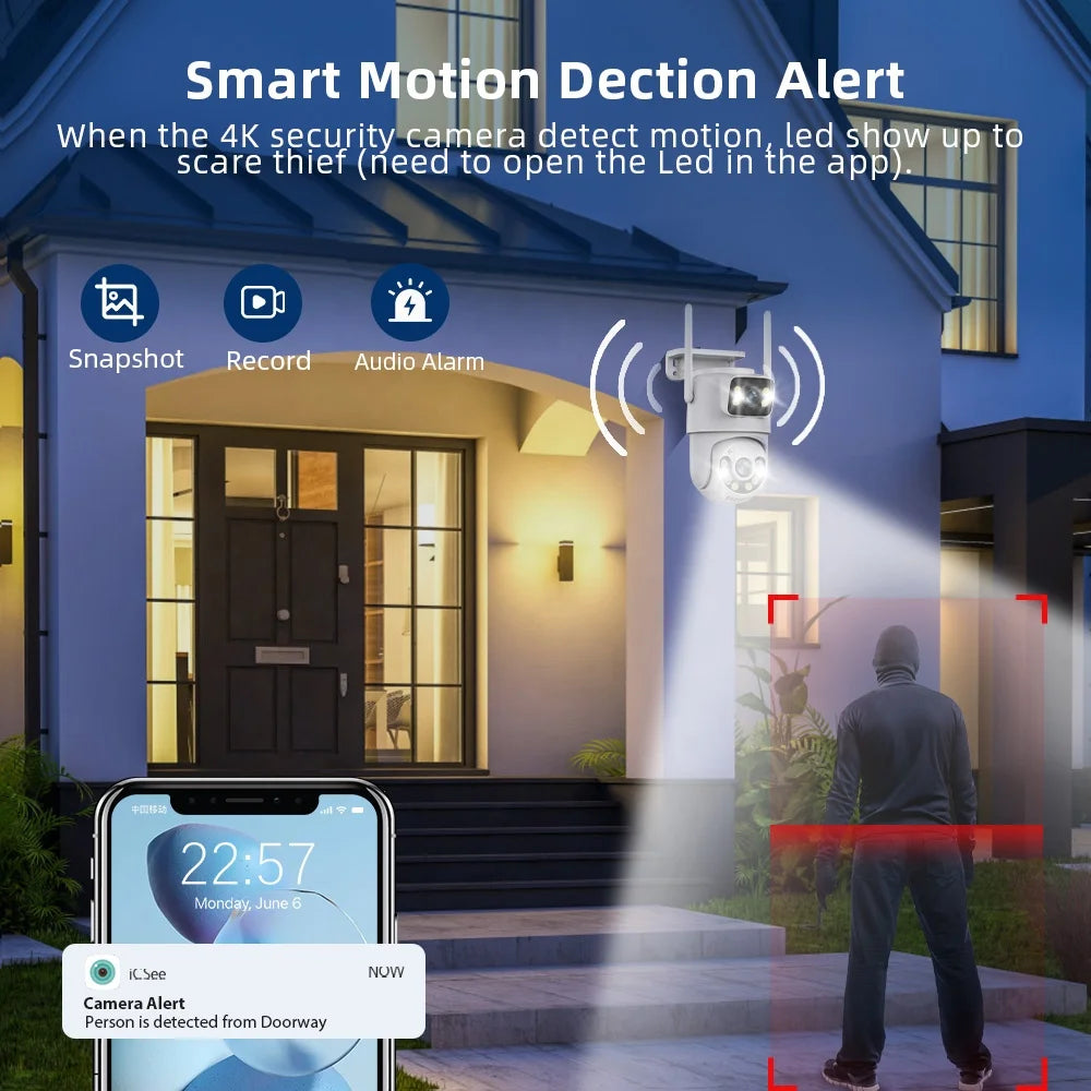 6MP Dual Lens Wi‑Fi PTZ Outdoor IP Camera with Color Night Vision & Auto Tracking